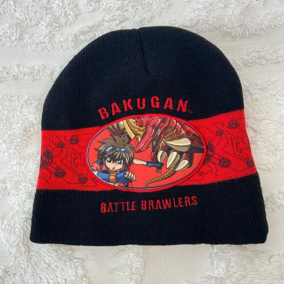 BAKUGAN BATTLE BRAWLERS Unisex Beanie Blk/Red SzOS Y2K Cosplay Kooky Cozy Grunge - Picture 1 of 8